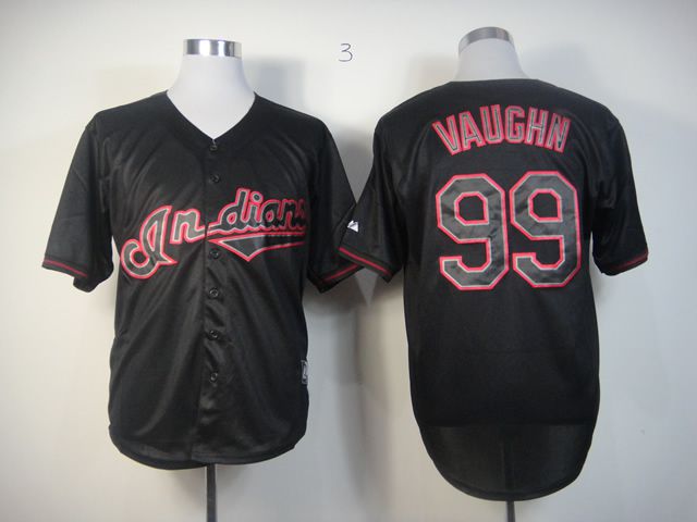 Men Cleveland Indians 99 Vaughn Black MLB Jerseys
